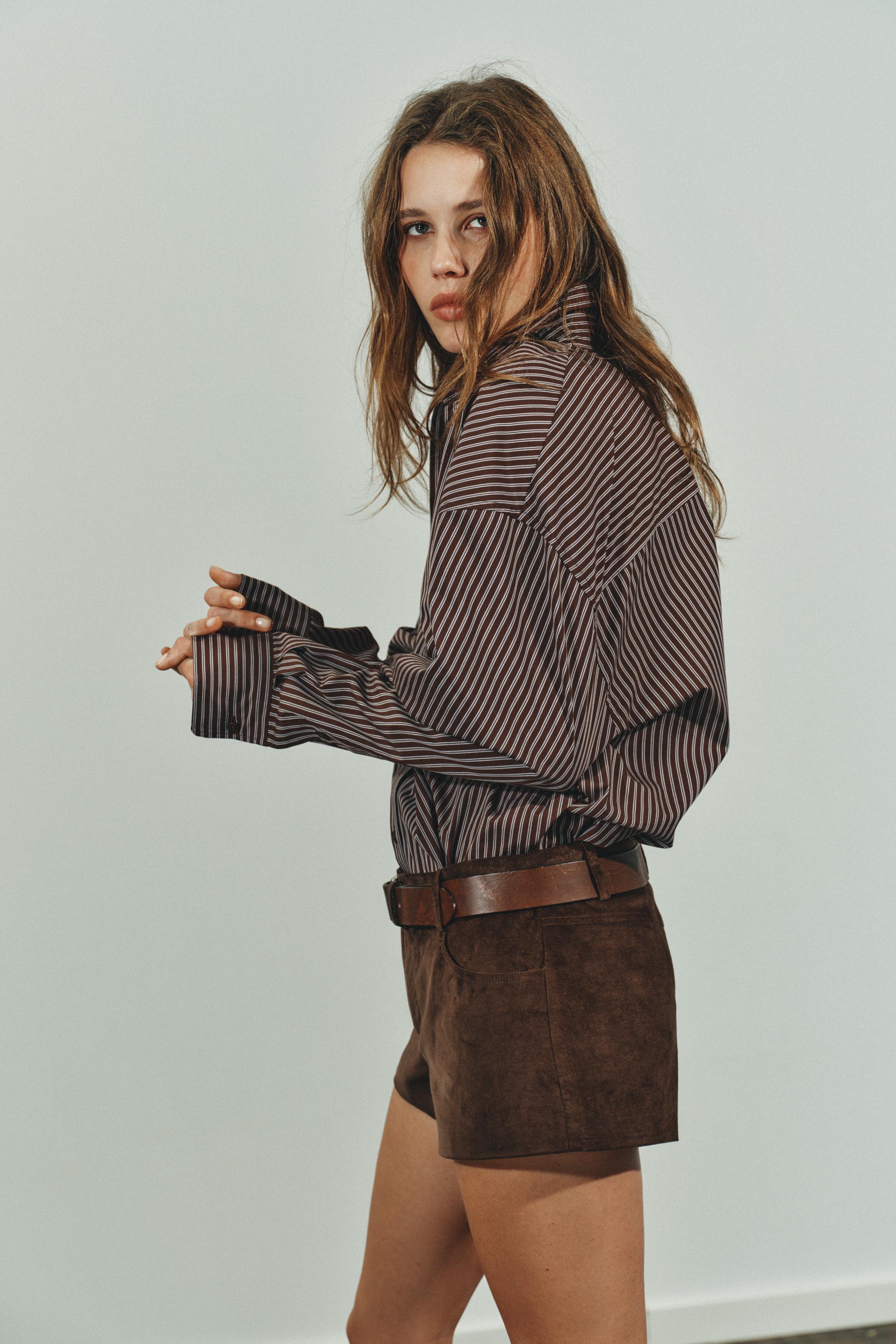 STRIPED OVERSIZED POPLIN SHIRT